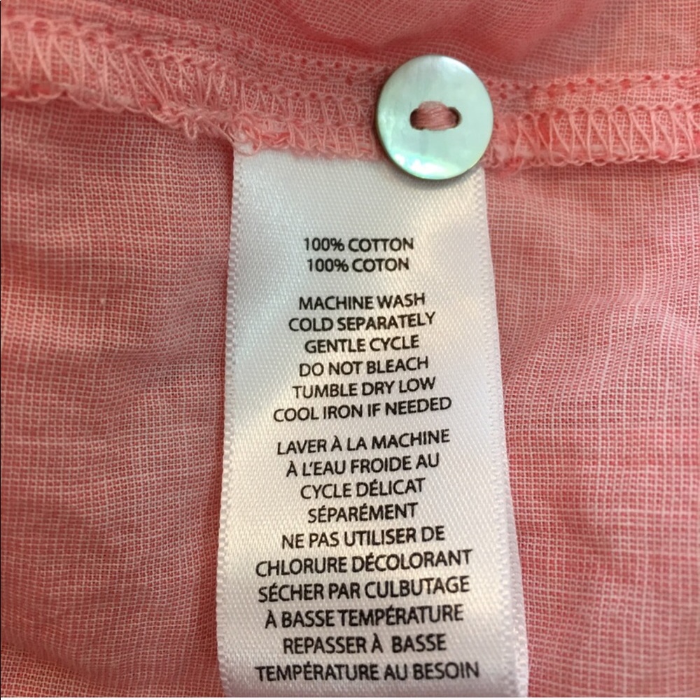 SOLD Large BLL NY Collarless Pleated Button Up Top - Picture 3 of 8